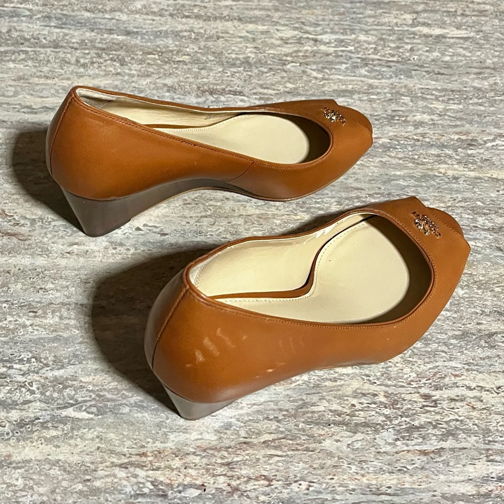 Coach GALA Women's Brown Peep Toe Wedge Heels - Picture 13 of 16